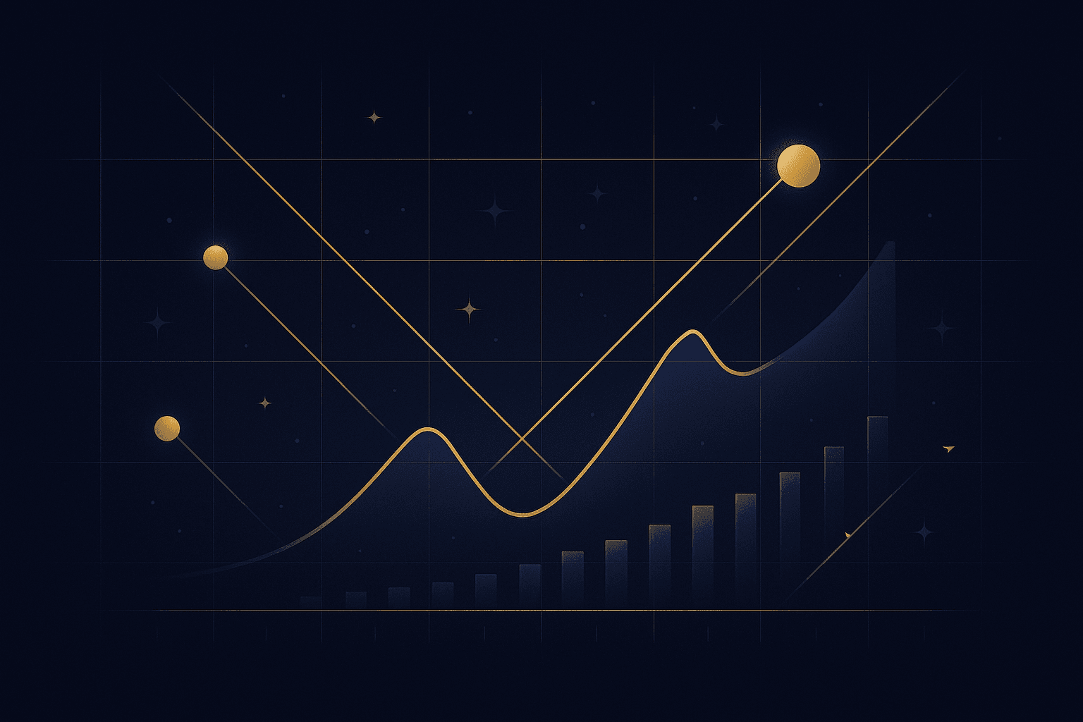 Constellations over a market skyline – cycle timing visual