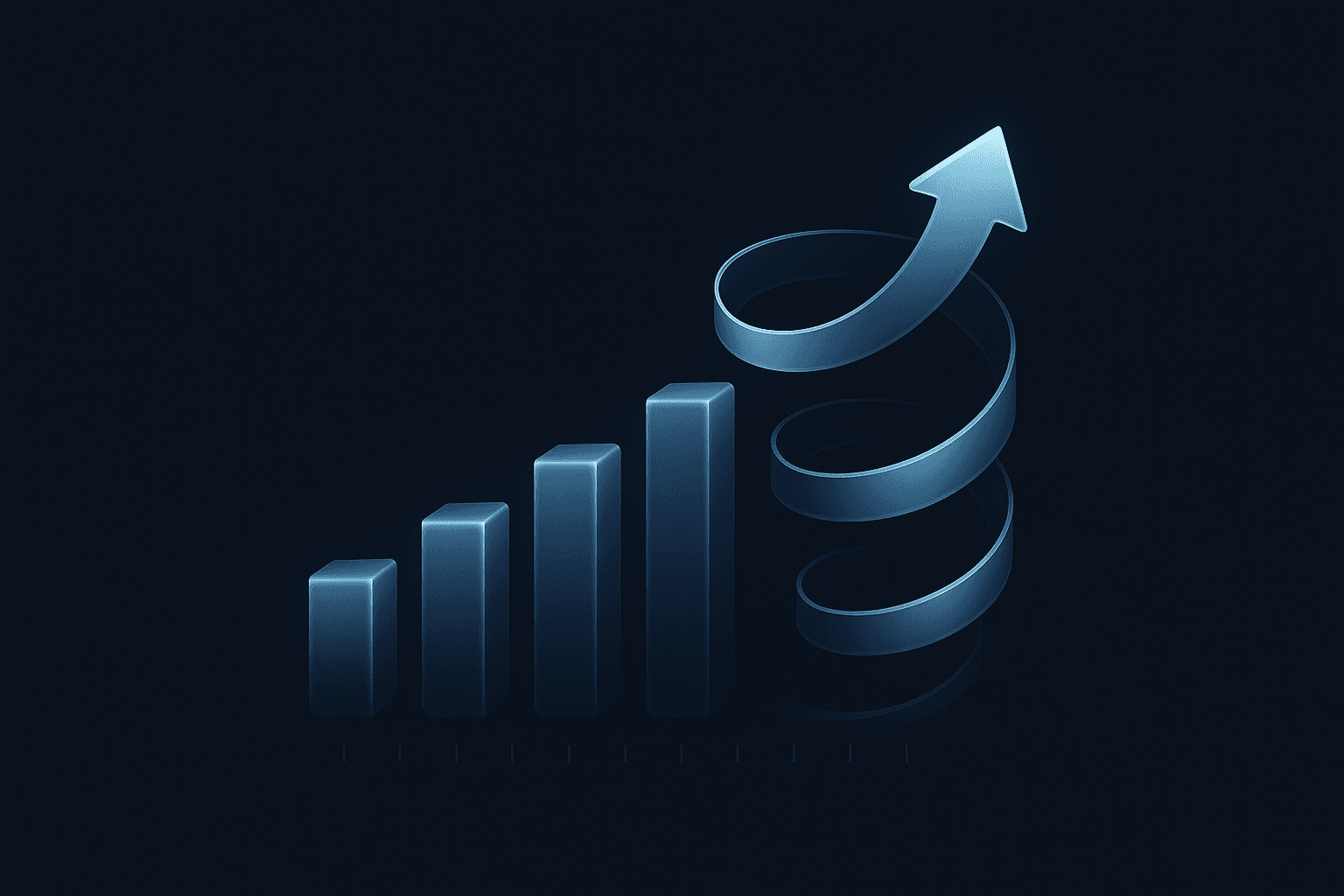 Stylized ROI/CAGR growth visual